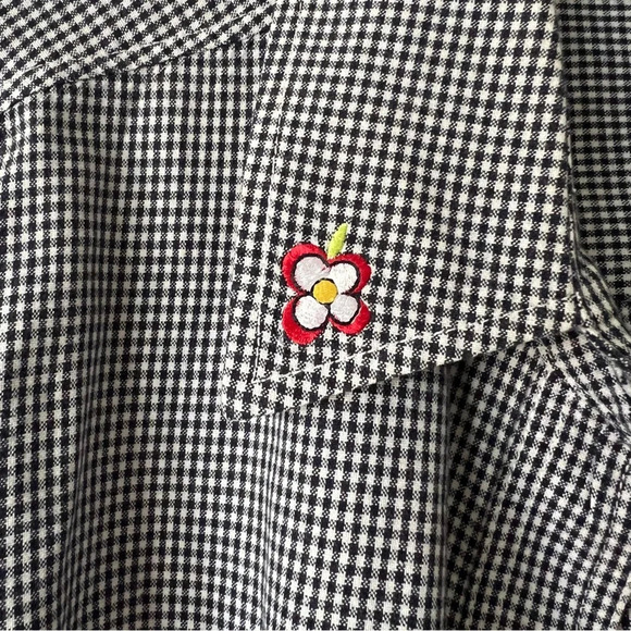 Vintage Tweety Looney Tunes Gingham Button Front Short Sleeve Top Sz Small - Picture 2 of 6